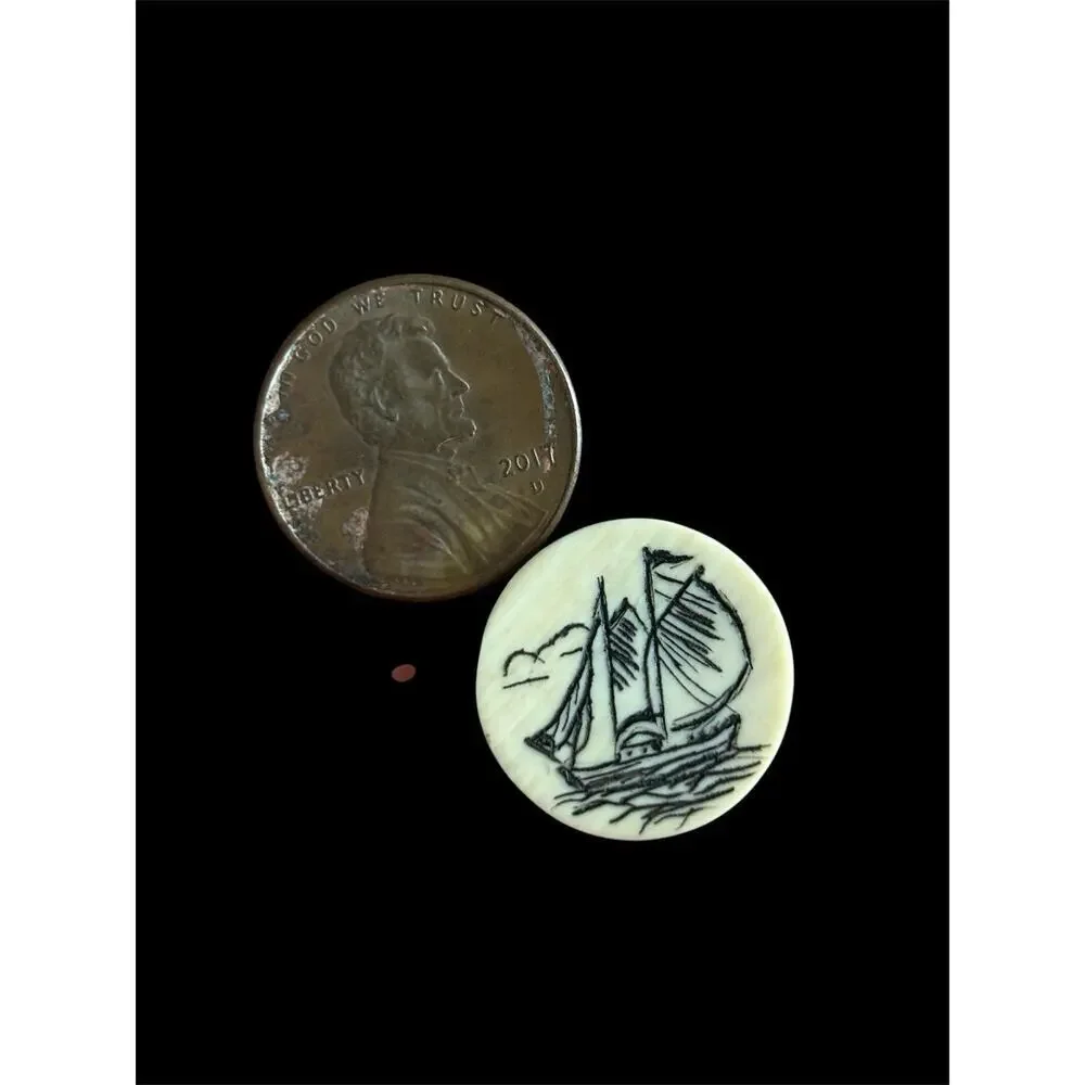 Scrimshaw Cufflinks Maritime Sailing Clipper Ship
